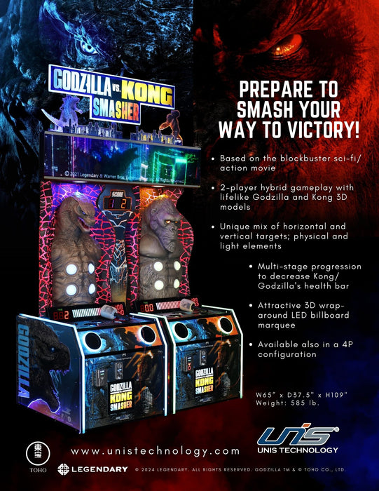 UNIS Godzilla vs Kong Smasher 2 Player Arcade